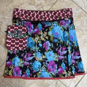 Zand Amsterdam Reversible Wrap Skirt Festival Boho Floral Waist Bag OS